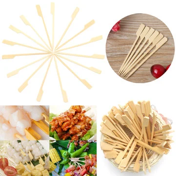 Bamboo Paddle Picks, Skewers - 4.5 Inches, 5 Packs of 100 Per Pack, for Appetizers and Cocktails