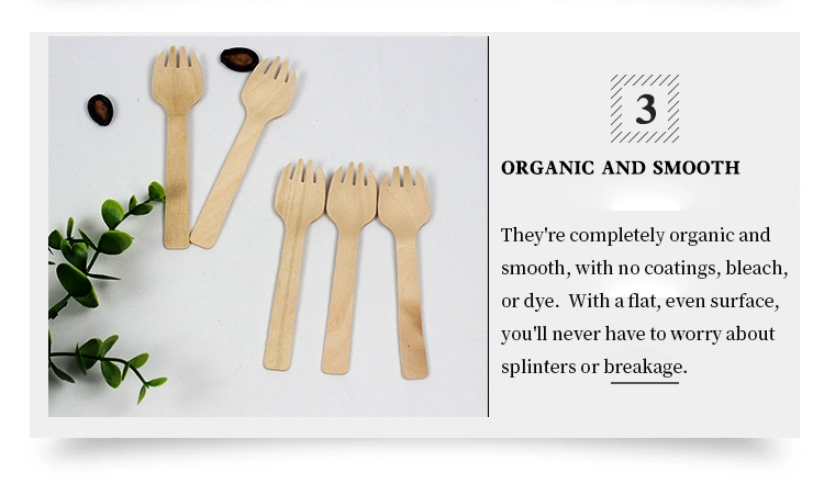 Disposable Wooden Cutlery Biodegradable Compostable Natural Birchwood Spork 10.5cm