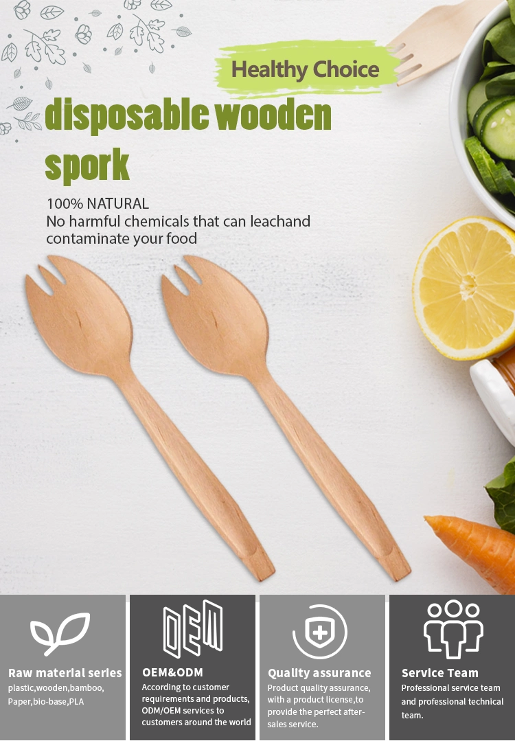 Eco-Friendly Disposable Cutlery 146mm Wooden Spork