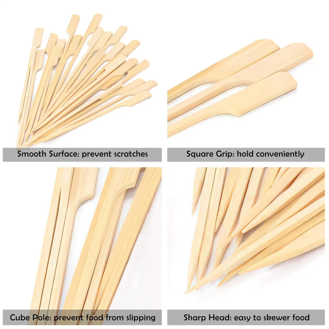Biodegradable Paddle Rotating BBQ Skewer Bamboo Sticks with Customize Logo