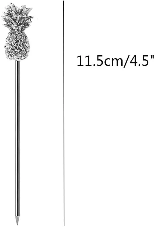 Silver Wholesales Stainless Steel Pineapple Martini Cocktail Picks for Fruit Cocktail