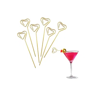 Heat Shaped Stainless Steel Cocktail Garnish Toothpicks Reusable Martini Picks for Bloody Mary Fruit Sandwich
